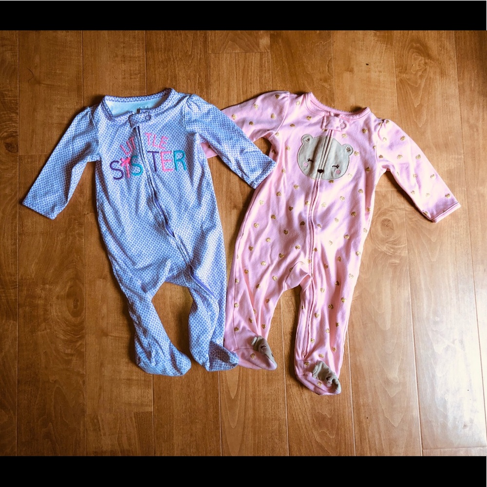 🐥Pair Girls 6 Month Carter’s Footed Pajamas